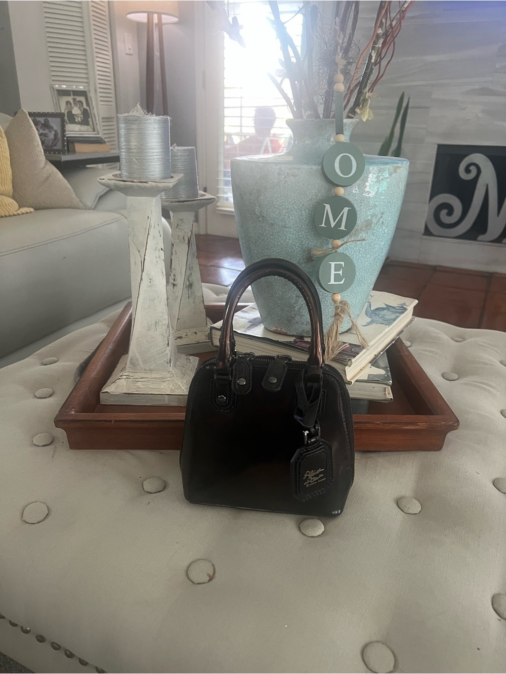 Alice + Olivia Dark Brown Patent Mini Satchel - Picture 5 of 5